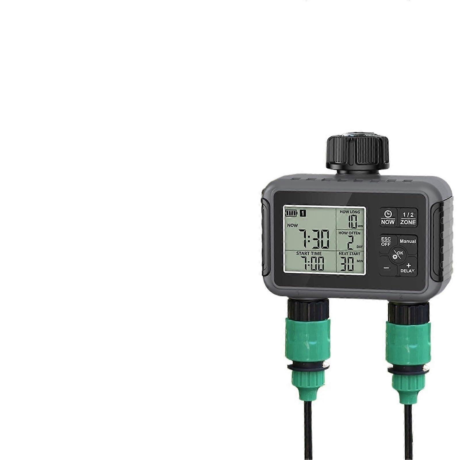 2 Outlet Programmable Water Timer Automatic Garden Irrigation Controller with Dual Zone NPT Connection