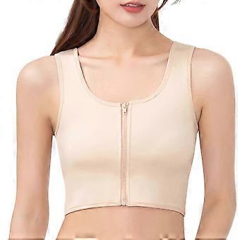 Women's Seamlessly Sports Bra Cooling Nylon Zip Front High Impact Shapewear Tank Tops compatible with Yoga Gym Daily Wear apricot M