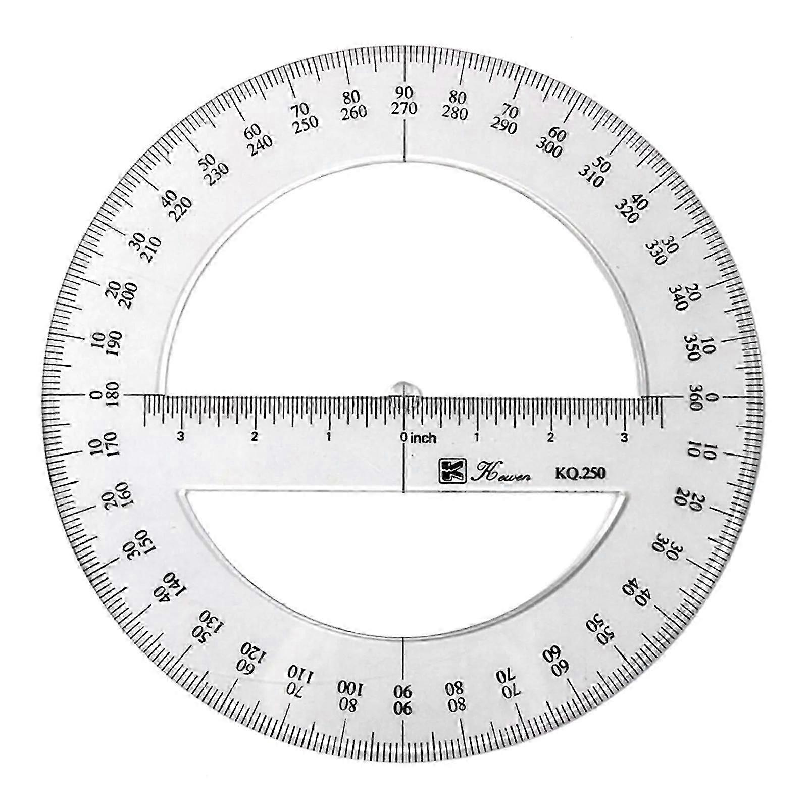 25cm Plastic Math Measuring Tool Circle Protractor Round Ruler, Multicolor