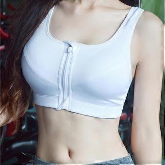 Front zipper sports bra without steel ring gathering yoga fitness shockproof running women's seamless underwear beauty vest