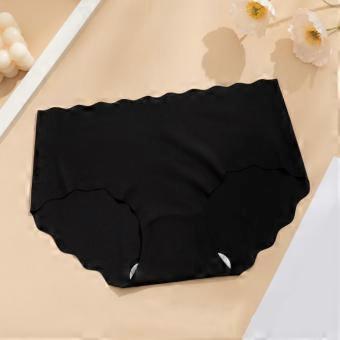 European and American sexy ice silk sports seamless wavy edge underwear women's quick-drying breathable light mid-waist briefs