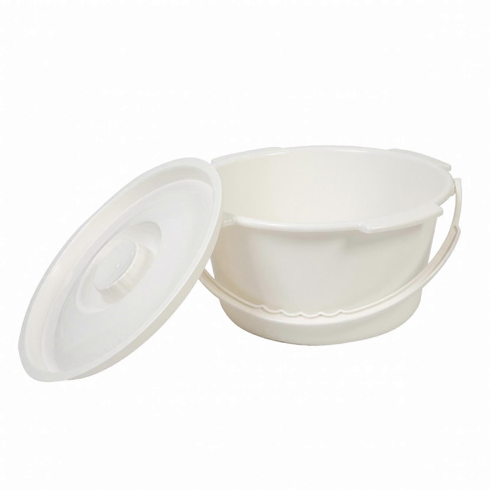 PP Plastic Commode Container with Lid and Carry Handle Odor-Controlling