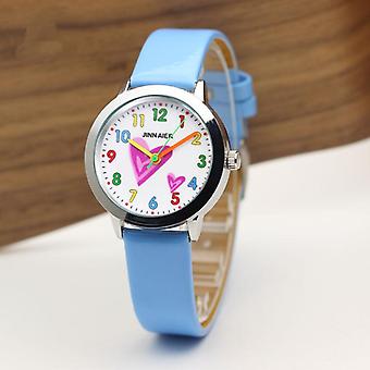 Veeki Children's Watch Girls 3D Printing Love Watch Casual Leather Quartz Watch for Boys and Girls Birthday Giftsblue