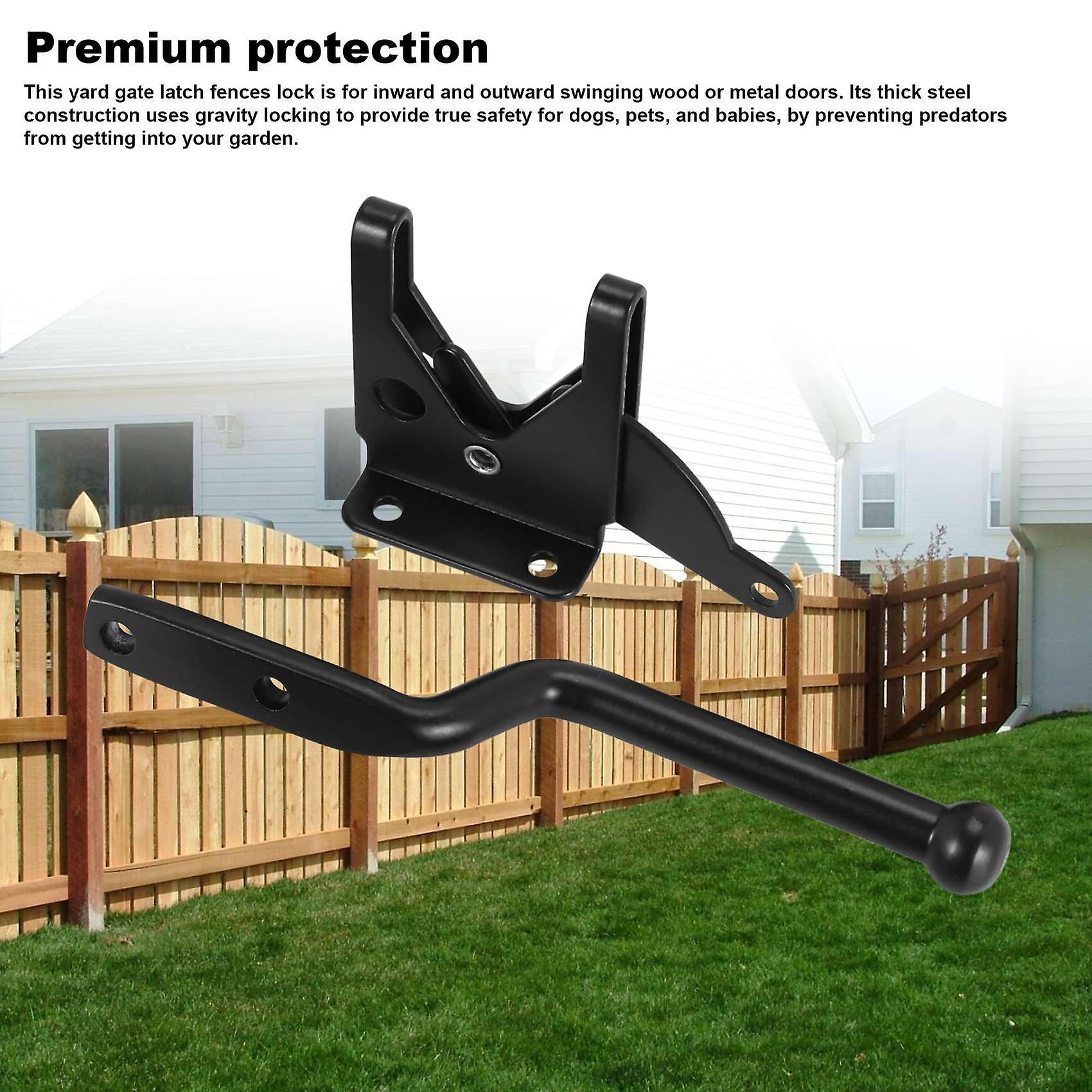 thumbnail image 2 of Heavy Duty Self-Locking Post Mount Automatic Gravity Lever Gate Latch For Wooden Fence With 2 of 9