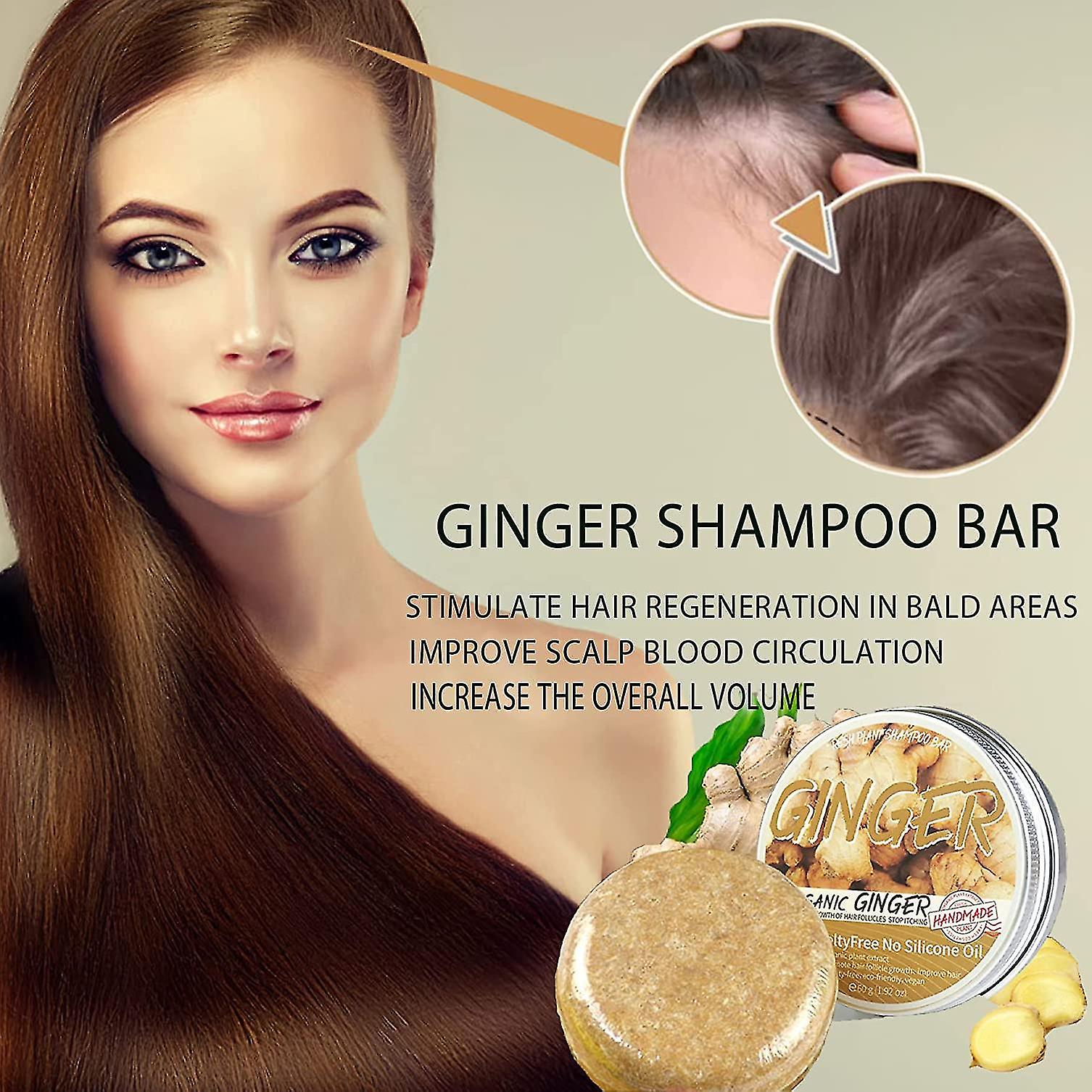 2pcs Ginger Hair Regrowth Shampoo Bar, Natural Organic Ginger Shampoo