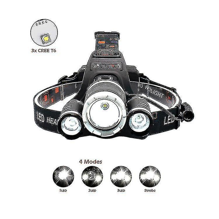 ヘッドランプ懐中電灯USB充電式3 Led T6ヘッドランプ調整可能なヘッドバンド
