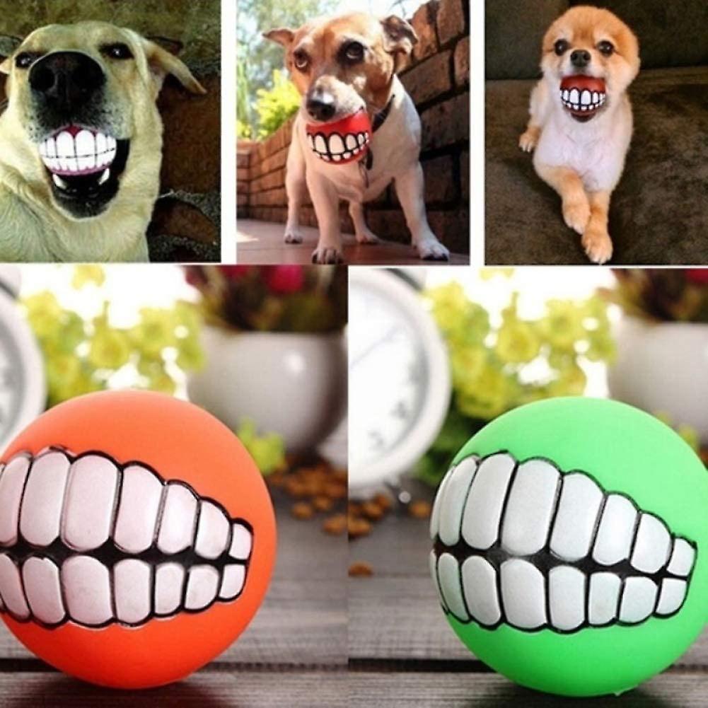 1pc Dog Ball Teeth, Fun Pet Toy with Ball Teeth Smile Chew Toy Squeaky Squeaker Sound Dog Puppy Toys Chew Toys，Random Random Color
