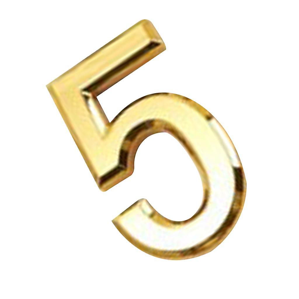 Golden Plastic Self-Adhesive House Hotel Door Number  Sticky Numeric Digit 5