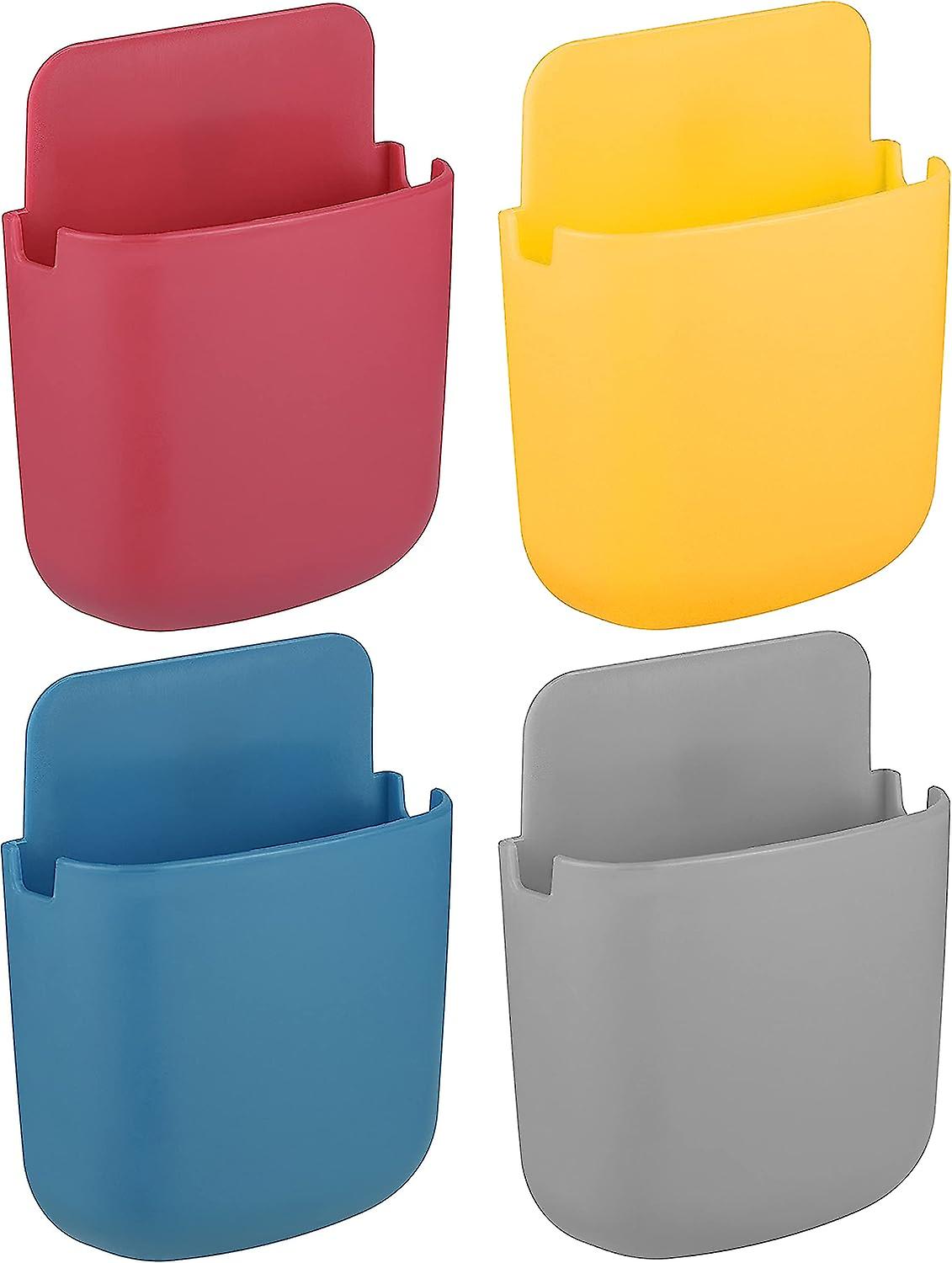 Wall Mount Remote Control Storage Box Holder 4 Pack - Self Adhesive Universal Media Storage Box Organizer