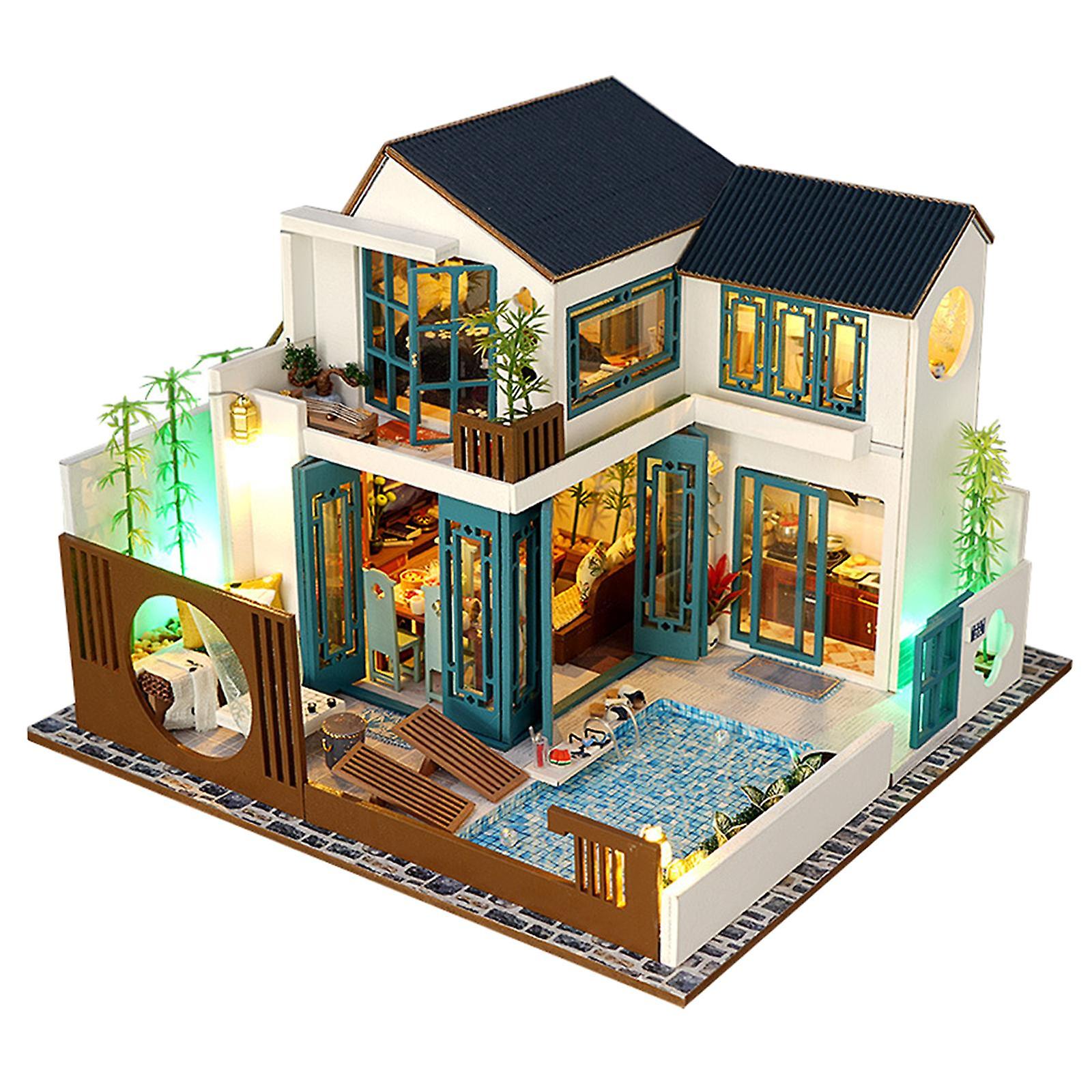 1:24 DIY手作りミニチュアドールハウス家具付きモダンアパートメントおもちゃ