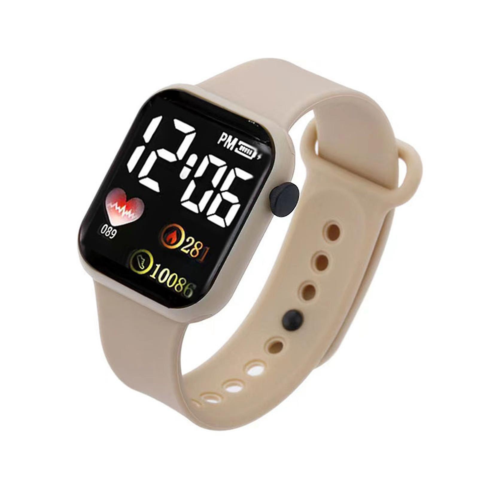 Electronic Watch Luminous Square Dial Non Waterproof Adjustable Comfortable Precise Time Heart Print Kids Led Digital Sport Wrist Watch For Dai
