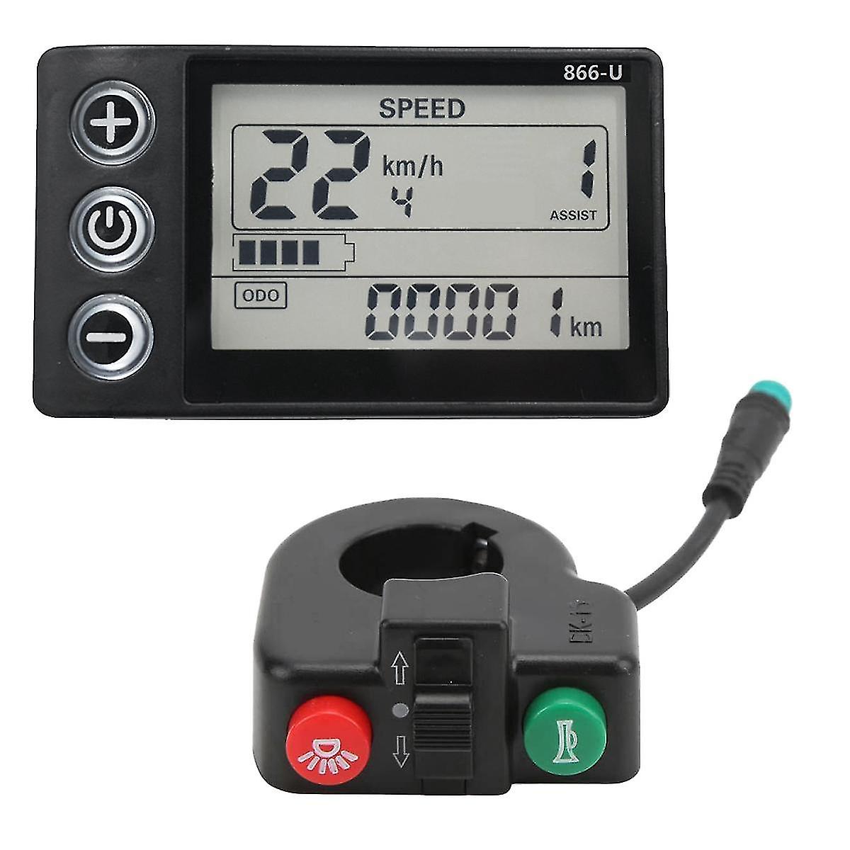 24v 36v 48v 60v 866 Controller Panel Dashboard+switch Button Electric Bike Lcd Display For Electric