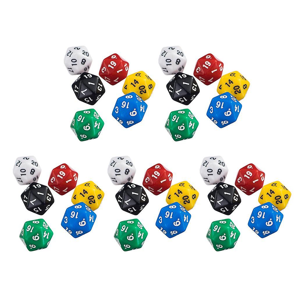 30Pcs D20 Gaming Dice Twenty Sided Die for RPG D&D Six Opaque Colors