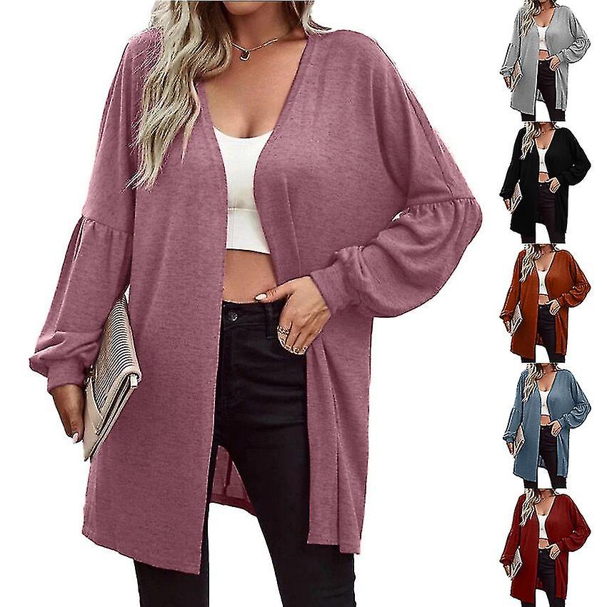 Womens Casual Lightweight Solid Long Sleeve Cardigan Soft Drape Open Front Fall Dusters