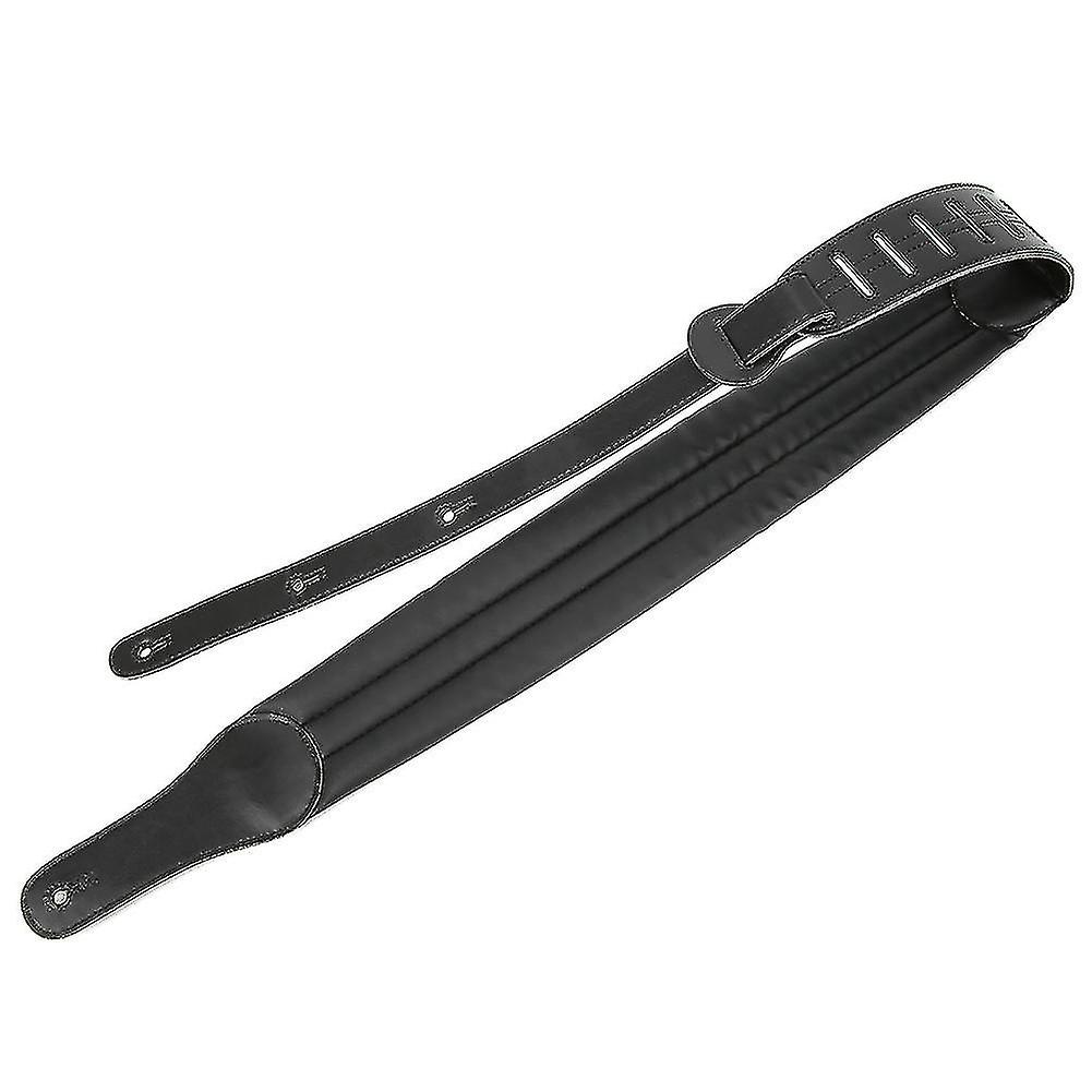 Thickened Adjustable Black PU Leather Guitar Strap with Padding