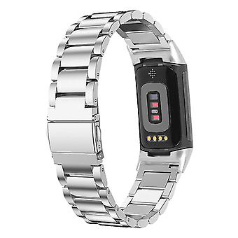 Stainless Steel Metal Band 3 Beads Replacement Watch Strap for Fitbit Charge 6/5