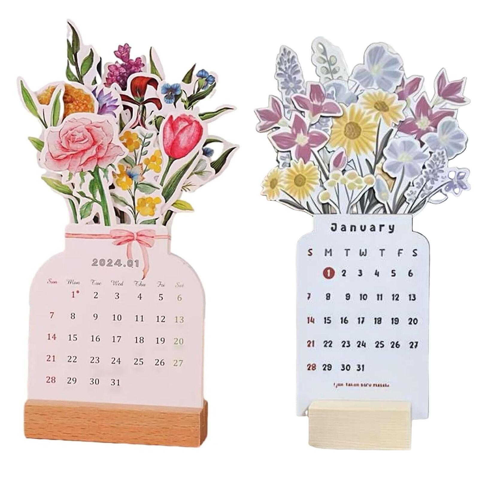 2024 Bloomy Flowers skrivebordskalender Nyhet