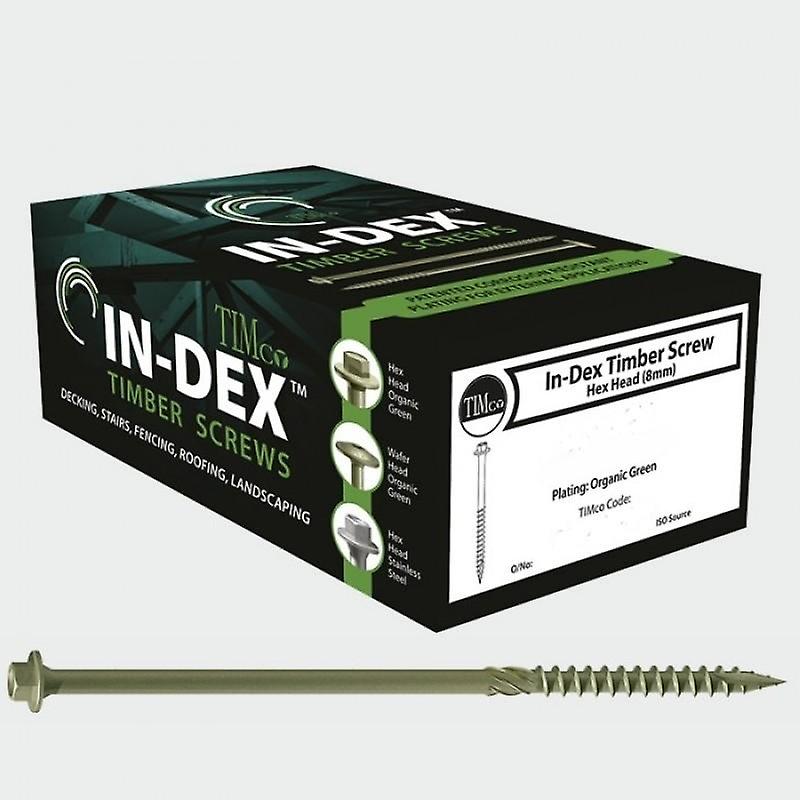 TIMco 6.7 x 250 In-Dex Hex Head Green Timber Framing Screws Qty 50