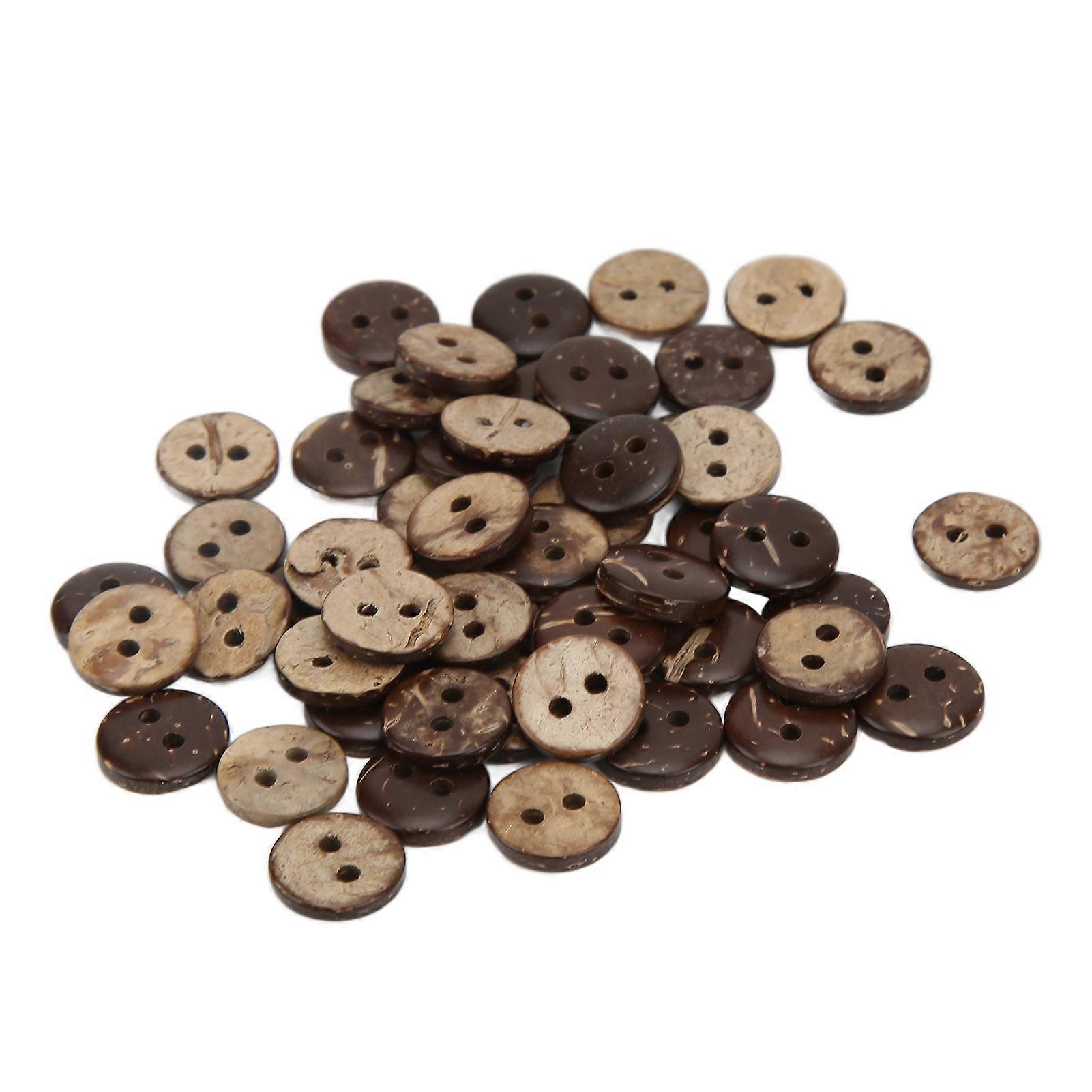 200 Pcs Thick Coconut Shell Button 2 Holes Practical Novel Material Safety Brown Buttons for Sewing