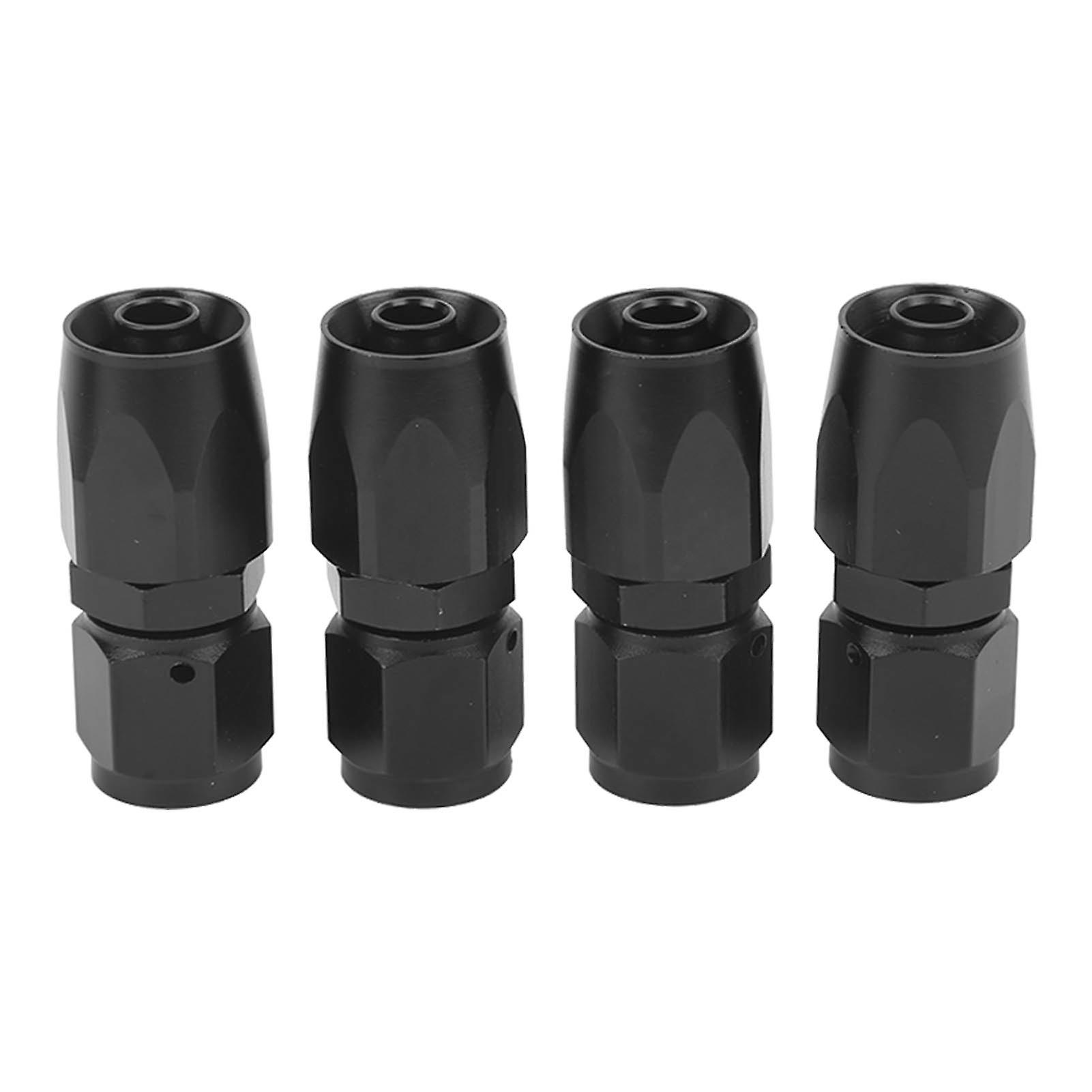 Adaptateur de raccord de tuyau pivotant droit universel en aluminium AN6 0 degré, 4 pièces, noir, pour voiture, modification de carburant