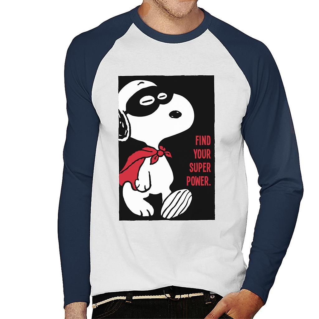 Peanuts Snoopy Find Your Super Power férfi baseball hosszú ujjú póló