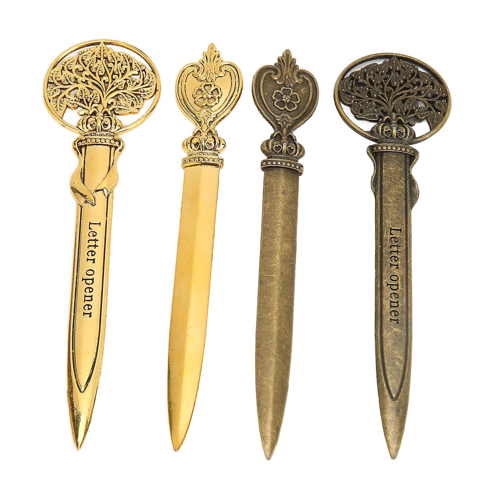 4 Pcs Letter Openers Retro Lightweight Compact Ergonomic Zinc Alloy Mail Opener Knife