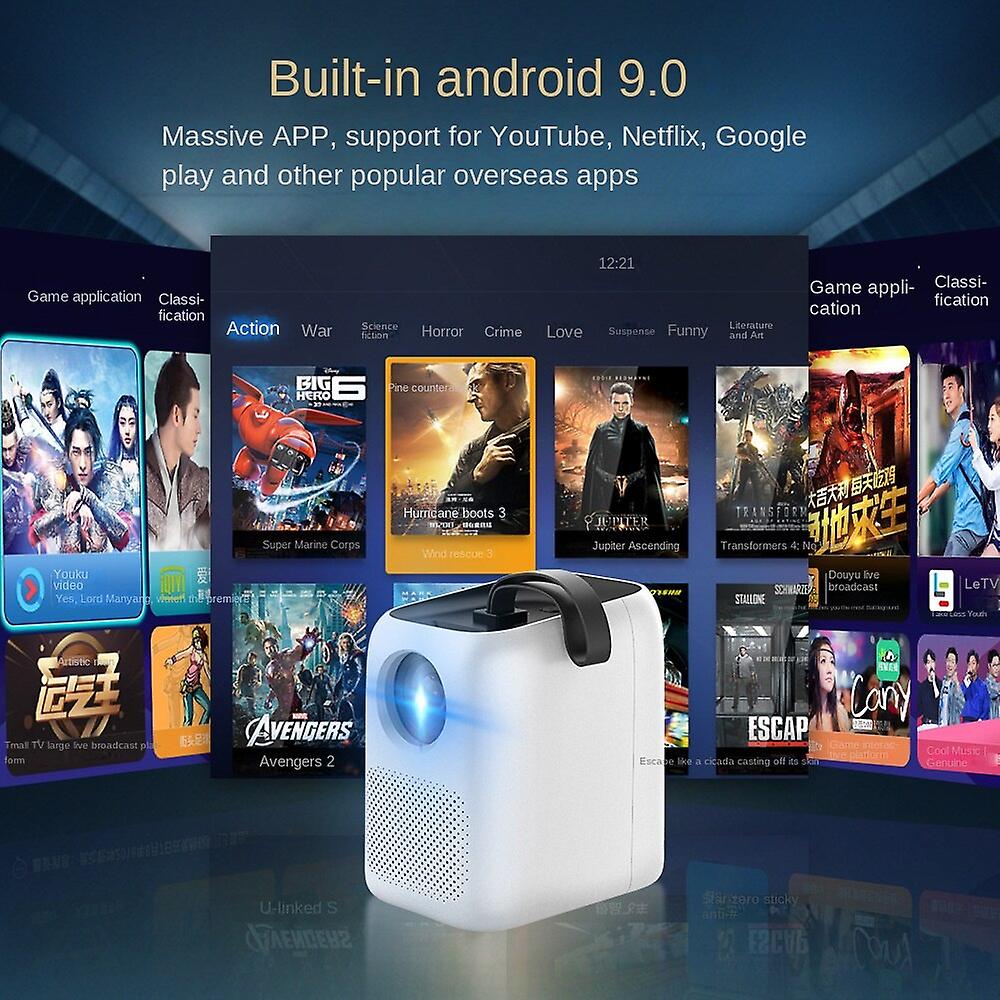 1080P New Projector Yj800a Hd 4k Home Smart Wifi Bluetooth Same Screen Portable Projector
