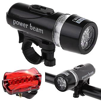 Waterproof Bicycle Lamp Set With 5 Led Front Light Flashlights + Rear Safety Lights