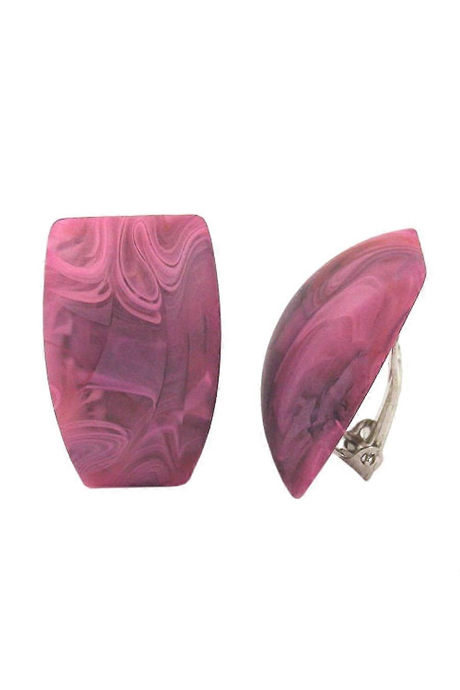 Clip-on Earring Trapezium Pink Purple Marbled - Gl04860