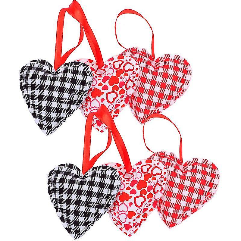 7X7cm Assorted Color Seasonal Village Sets & Accessories 6pcs Valentine's Day Pendants Heart Shaped