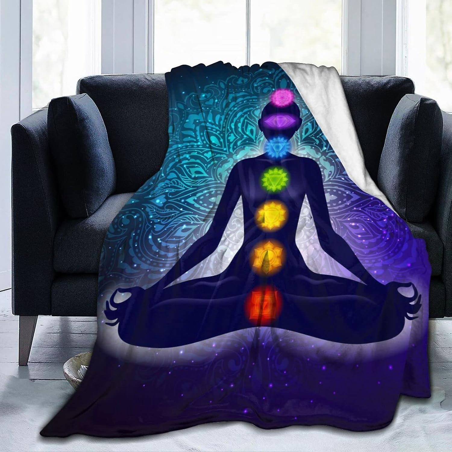 Kerota Super Soft Flannel Blanket Meditating Woman in Lotus Pose Throw Blanket Fluffy Soft Blanket f