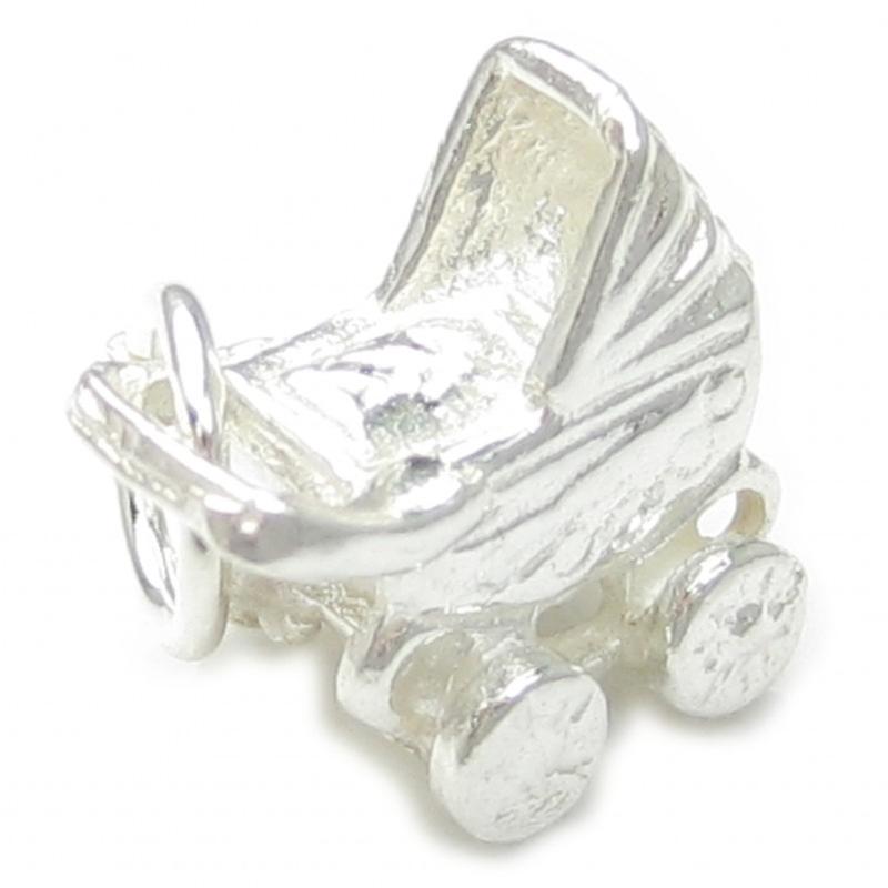 Pram Sterling Silver Tiny Charm .925 X1 Prams Pushchair Stroller Charms