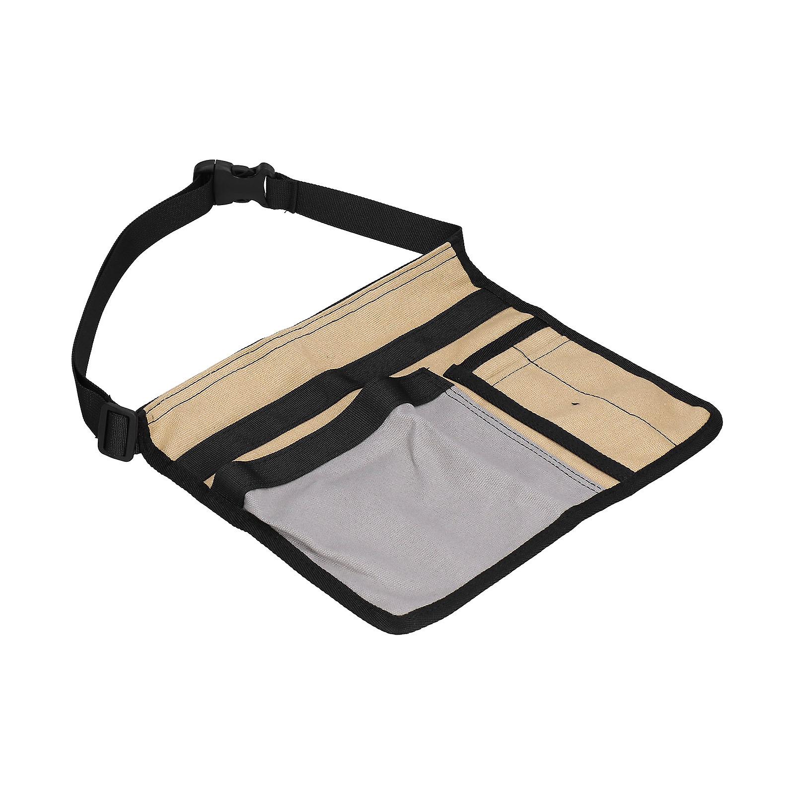 Tool Waist Bag Lightweight Multi Pocket Oxford Cloth Waist Tool Pouch for Garden Climbing Outdoor(Grey Khaki )