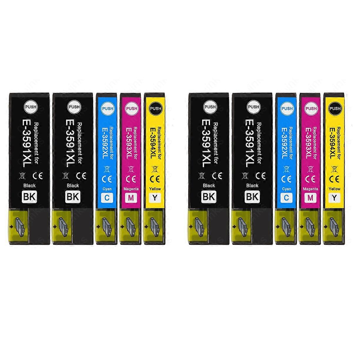 2 Set of 4 + extra Black Ink Cartridges to replace Epson T3596+3591 (35XL Series) Compatible/non-OEM from Go Inks (10 Inks)