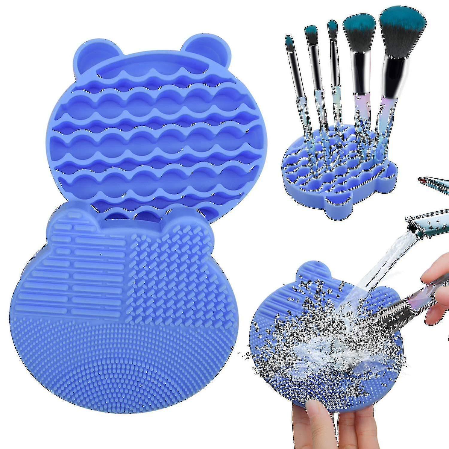 化粧ブラシクリーニングパッド、2 in 1シリコンブラシ、クリーニング乾燥トレイブラシポータブルトラベルメイク