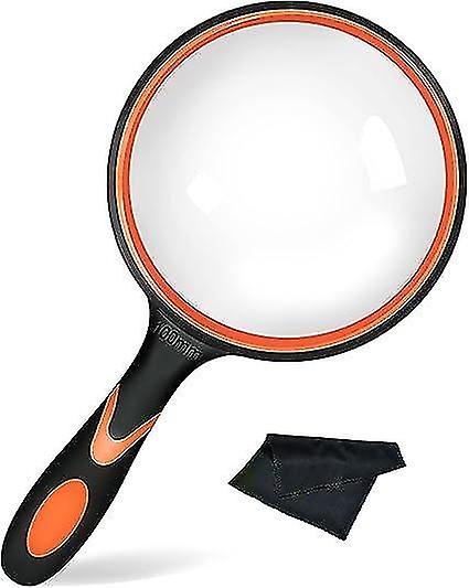 100mm Reading Magnifier Big Portable 10X Magnification with Non-Slip Soft Rubber Handle 100mm Diamet