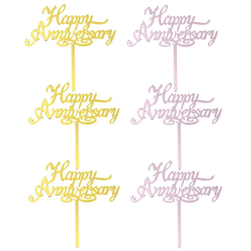 6pcs Happy Anniversary Cake Topper