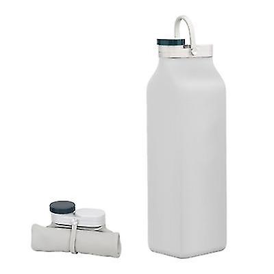 19.4 * 7.2 * 5.3cmグレー600mlシリコン折りたたみ式ウォーターボトル、大容量ポータブルトラベルカップ、漏れ防止スポーツボトルAz15955