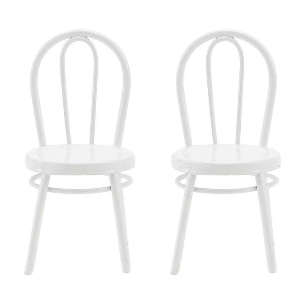 2pcs Iron Artificial Chairs Imitation Chair Models Decorative Emulation Chairs