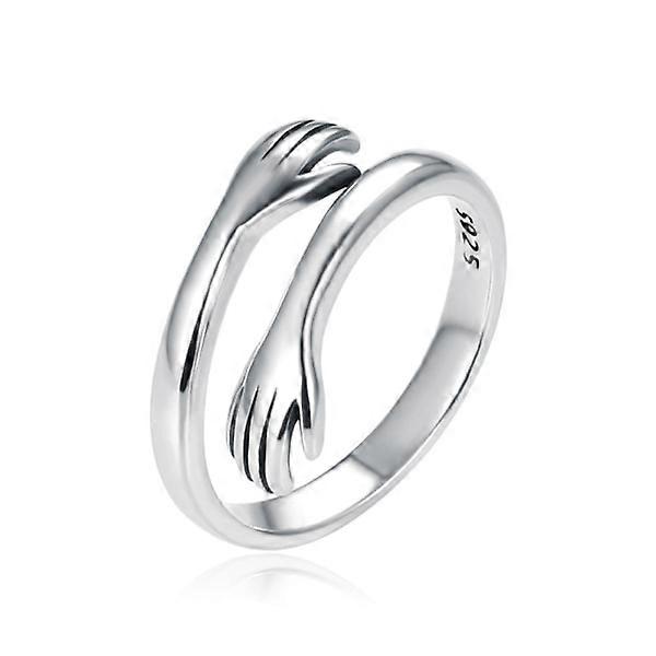 Hug Ring, 925 Sterling Silver Adjustable Hug Ring Open Ring