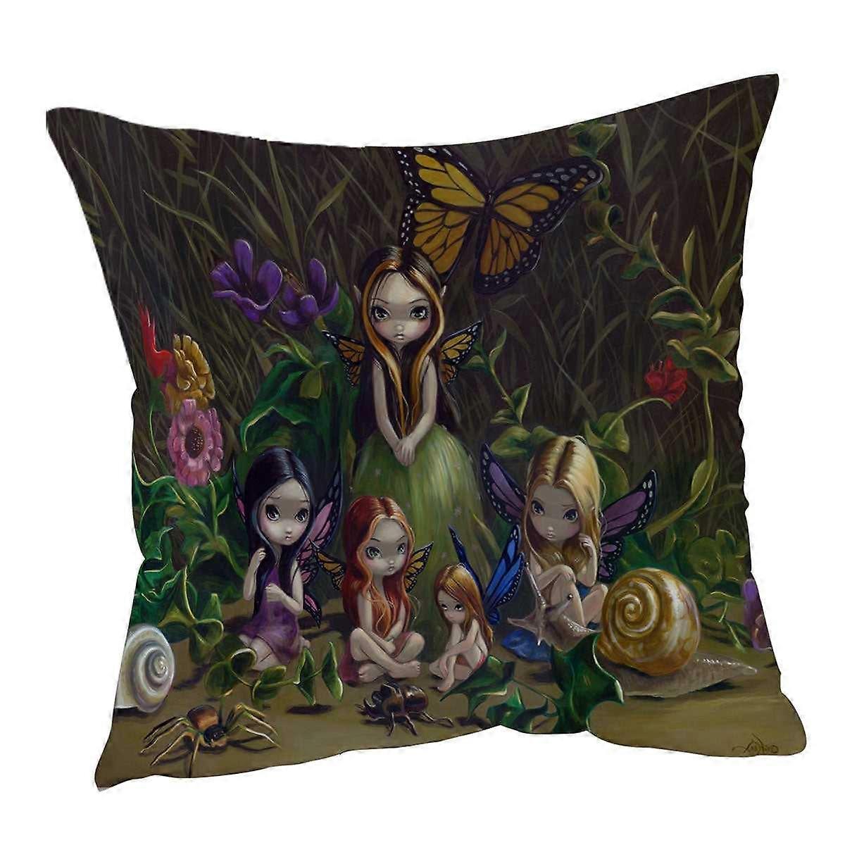 Fantasy Art Forest Gathering of Faeries Cushion Cover