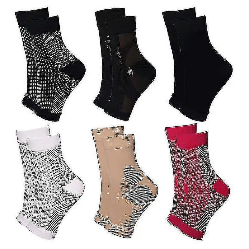 6 أزواج دكتور سوك سوهارز جوارب مضادة للتعب ضغط القدم كم دعم دعامة جورب للرجال والنساء ، كم ضغط القدم النحاسي للألم (l / xl)