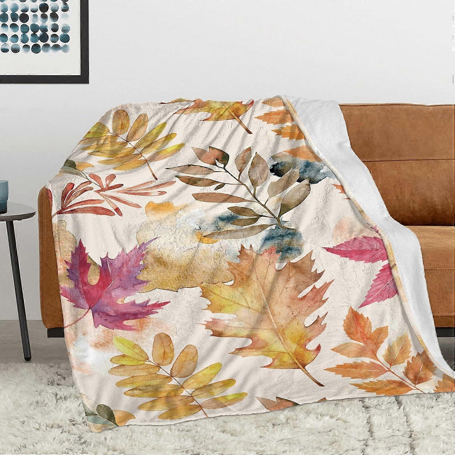 Fall Decor Throw Blanket Autumn Leaves Decorative \u200bBlankets Lightweight Cozy Soft Flannel Bed Blanket for Living Room Couch Chair Sofa 30" x 40"
