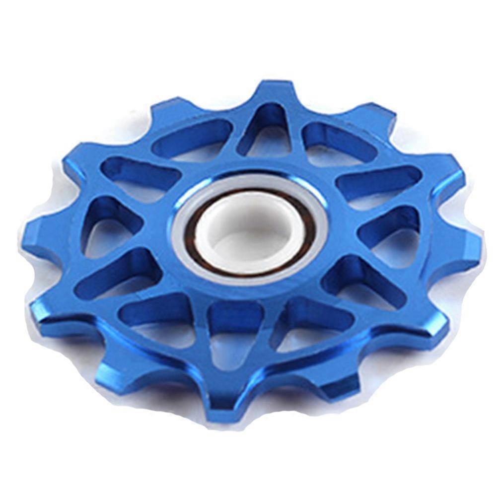 12T Bicycle Rear Derailleur Wheel Ceramic bearing Pulley CNC Road Bike Guide Roller Idler-Blue