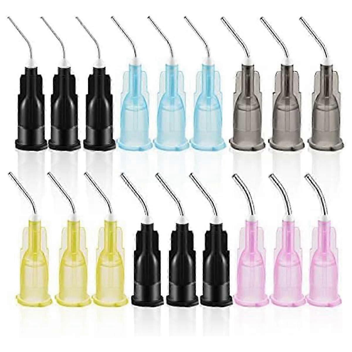 300 Pcs Bent Distributive Tips Blunt Tip Dispensing Needles Dental Pre Bent Flow Dispensing Needle Tips Multicolore