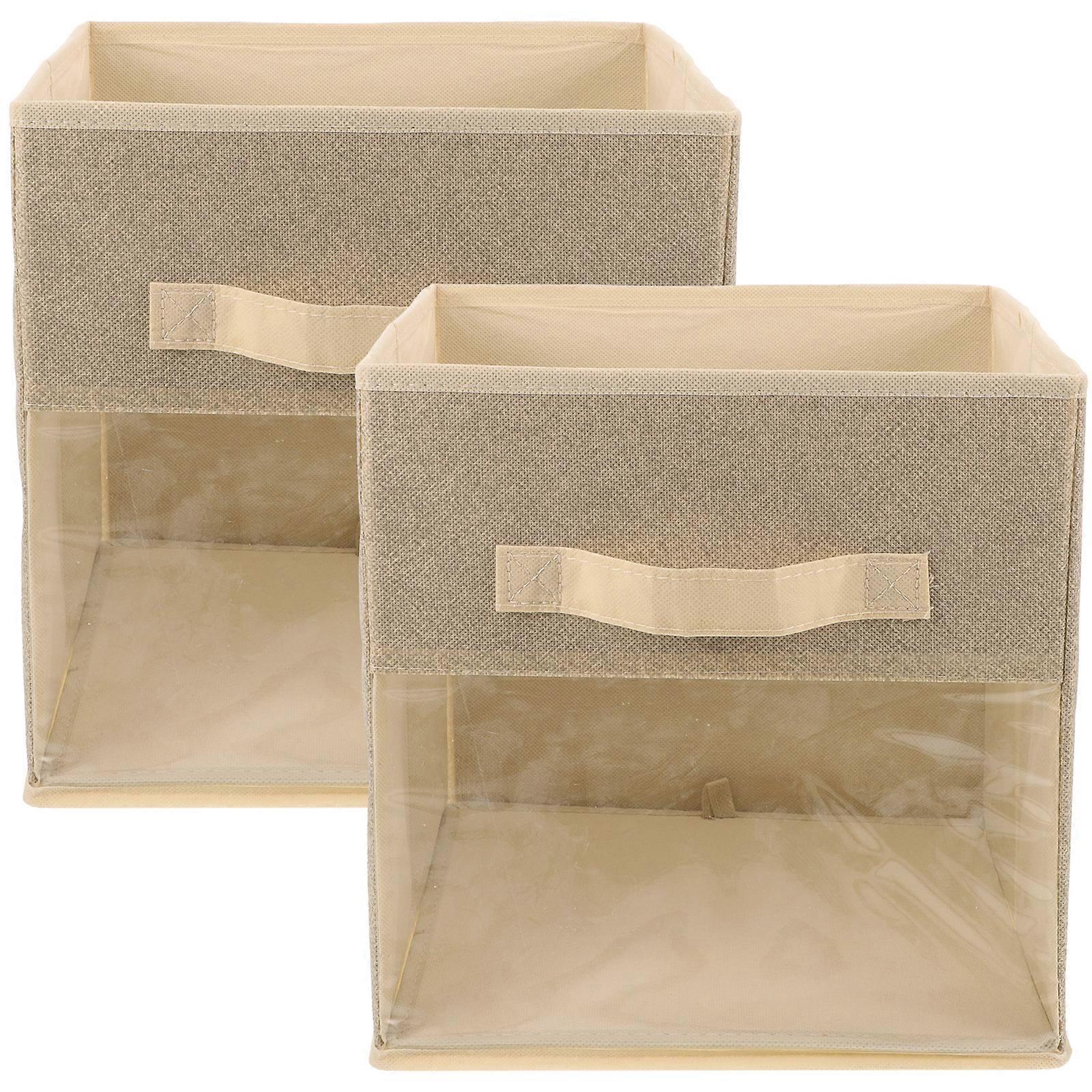 2Pcs Foldable Storage Cubes Fabric Collapsible Storage Bin Wardrobe Clothes Organizer