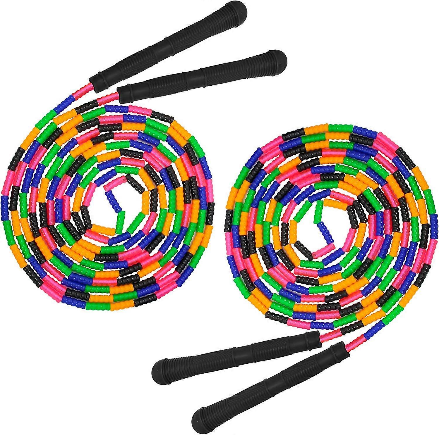 9.19 FT Long Jump Rope(2 PACK), Double Dutch Jump Rope, Soft Beaded Plastic Segmented Jump Ropeblue