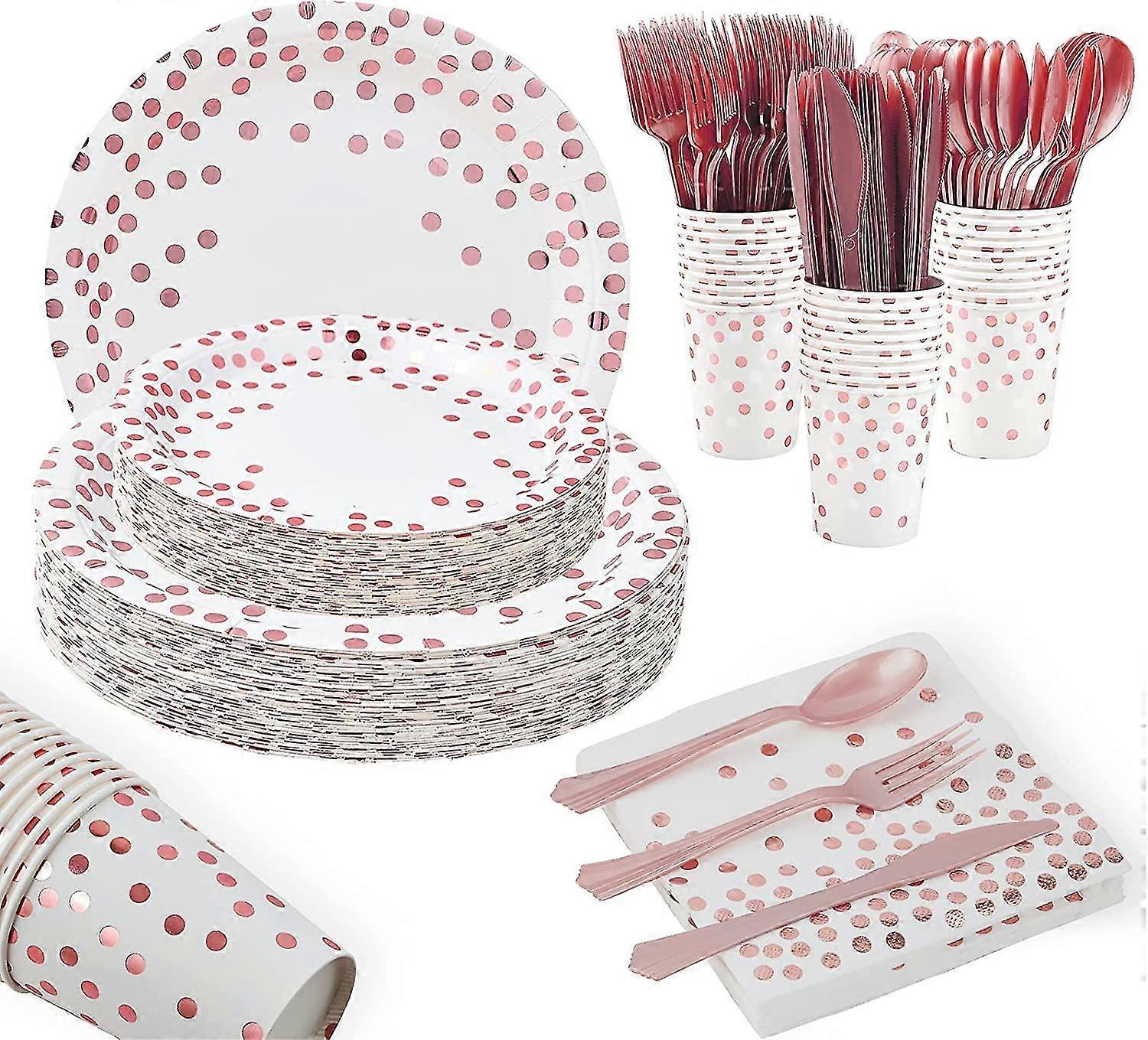 أسود وذهبي لوازم الحفلات 175 قطعة مجموعة أواني الطعام للحفلات التي يمكن التخلص منها