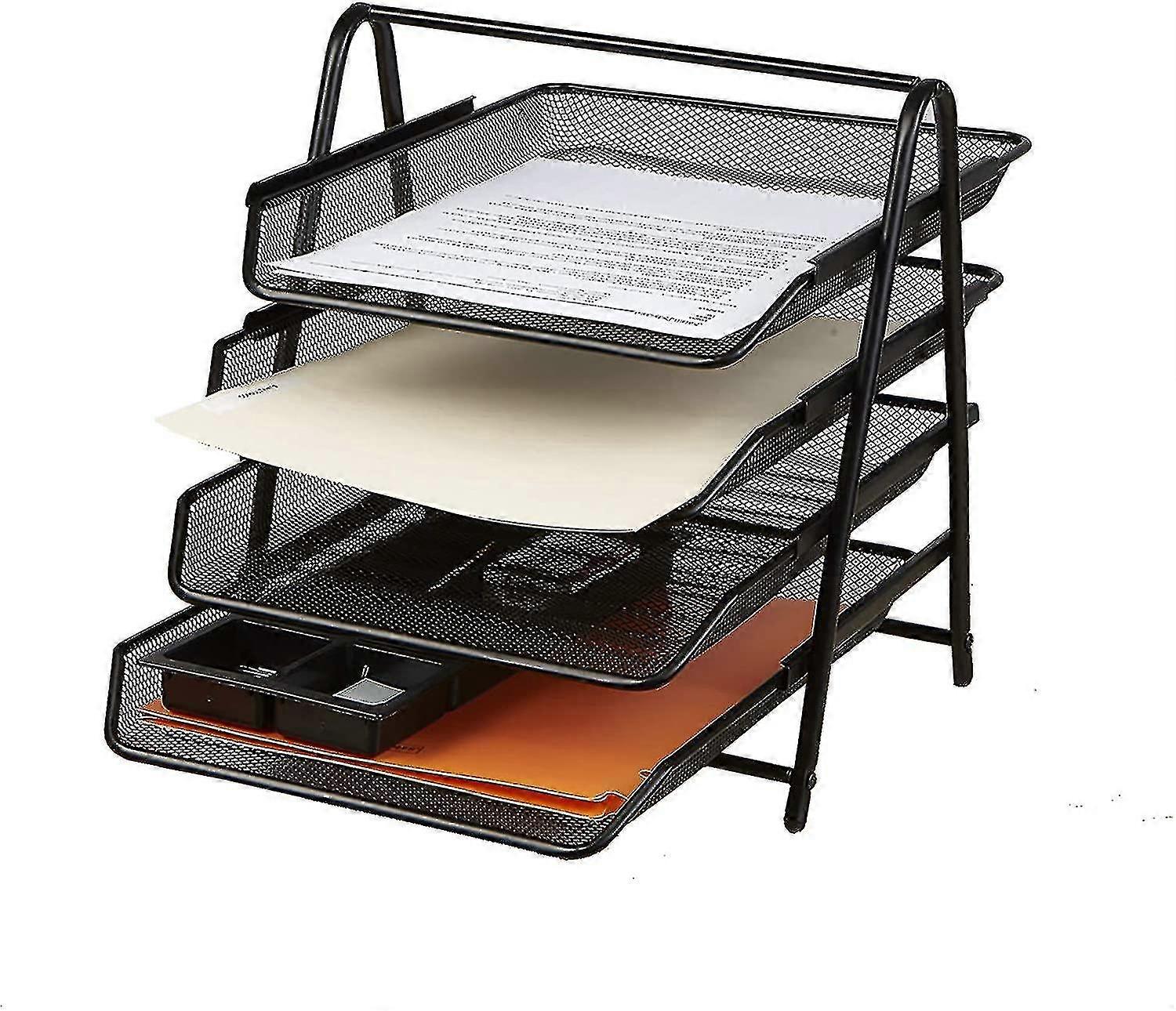 Desk Organizer With Sliding Trays For Letters, Documents, Mail, Files, Paper