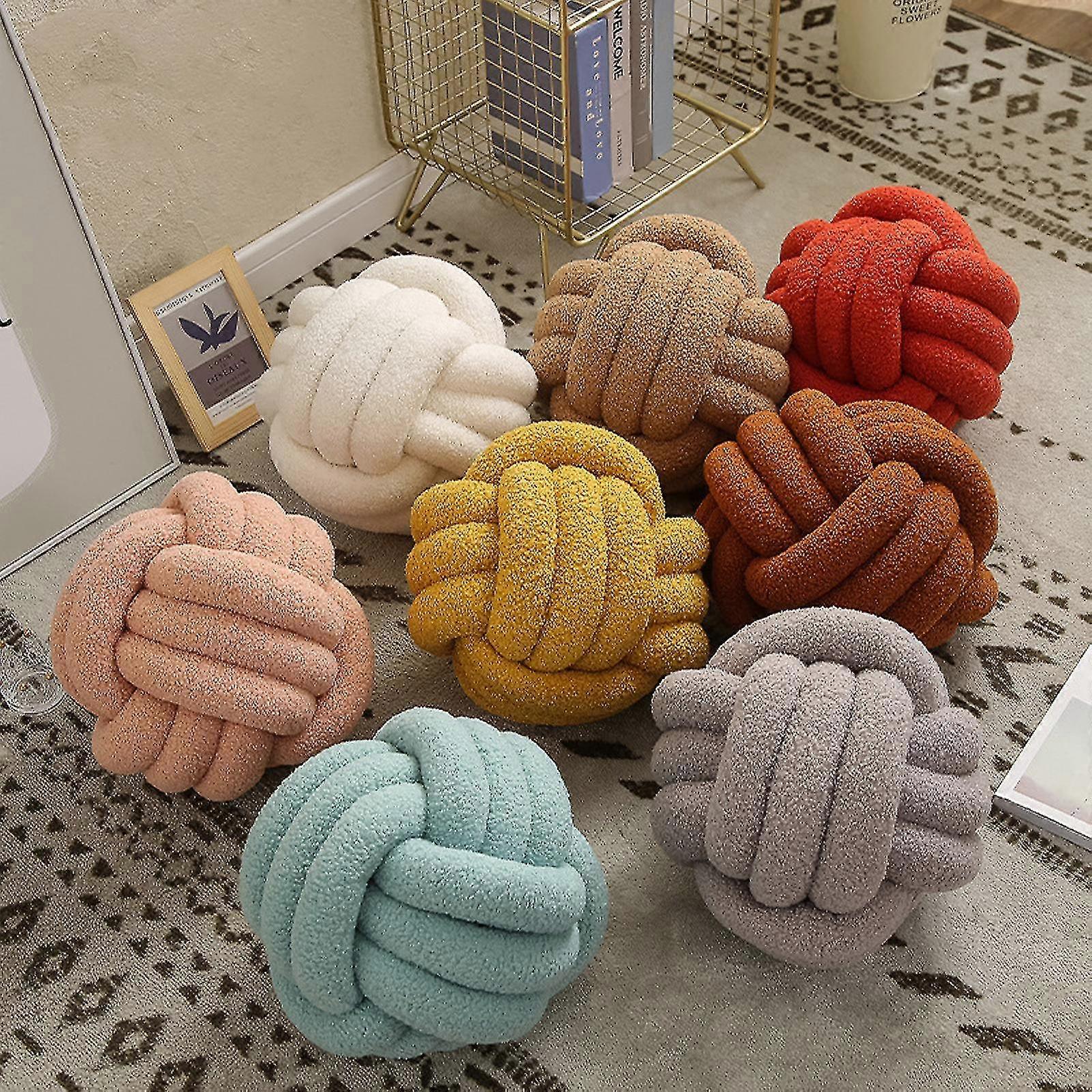 Handmade Knot Ball Pillow Ball Round Lamb Wool Cushion